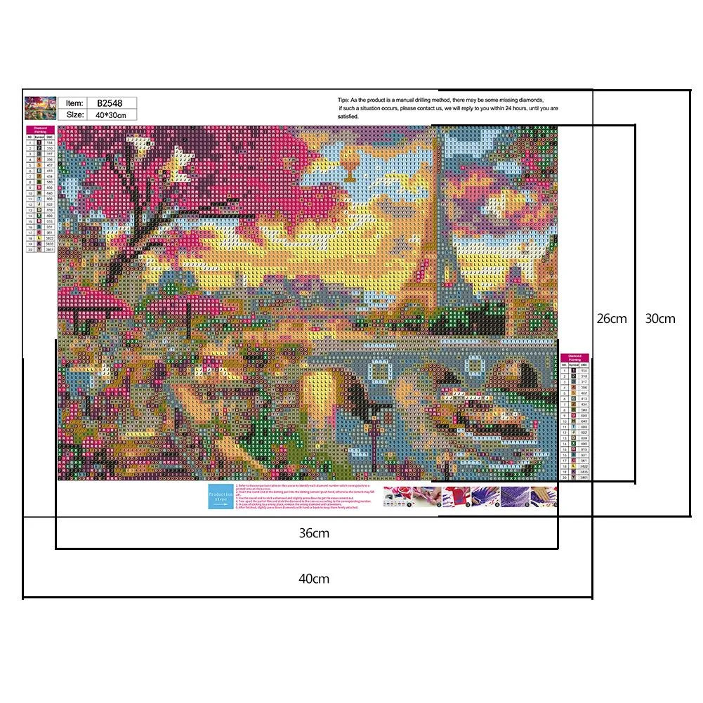 Diamond Painting - Full Round Drill - Eiffel Tower(30*40cm)