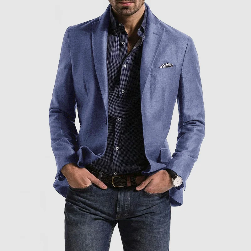 Men's Commuter Casual Solid Color Tops Double Button Coat Jacket