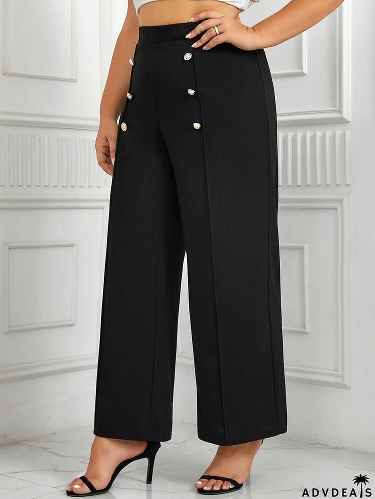 Plus Size High Waist Wide Pants