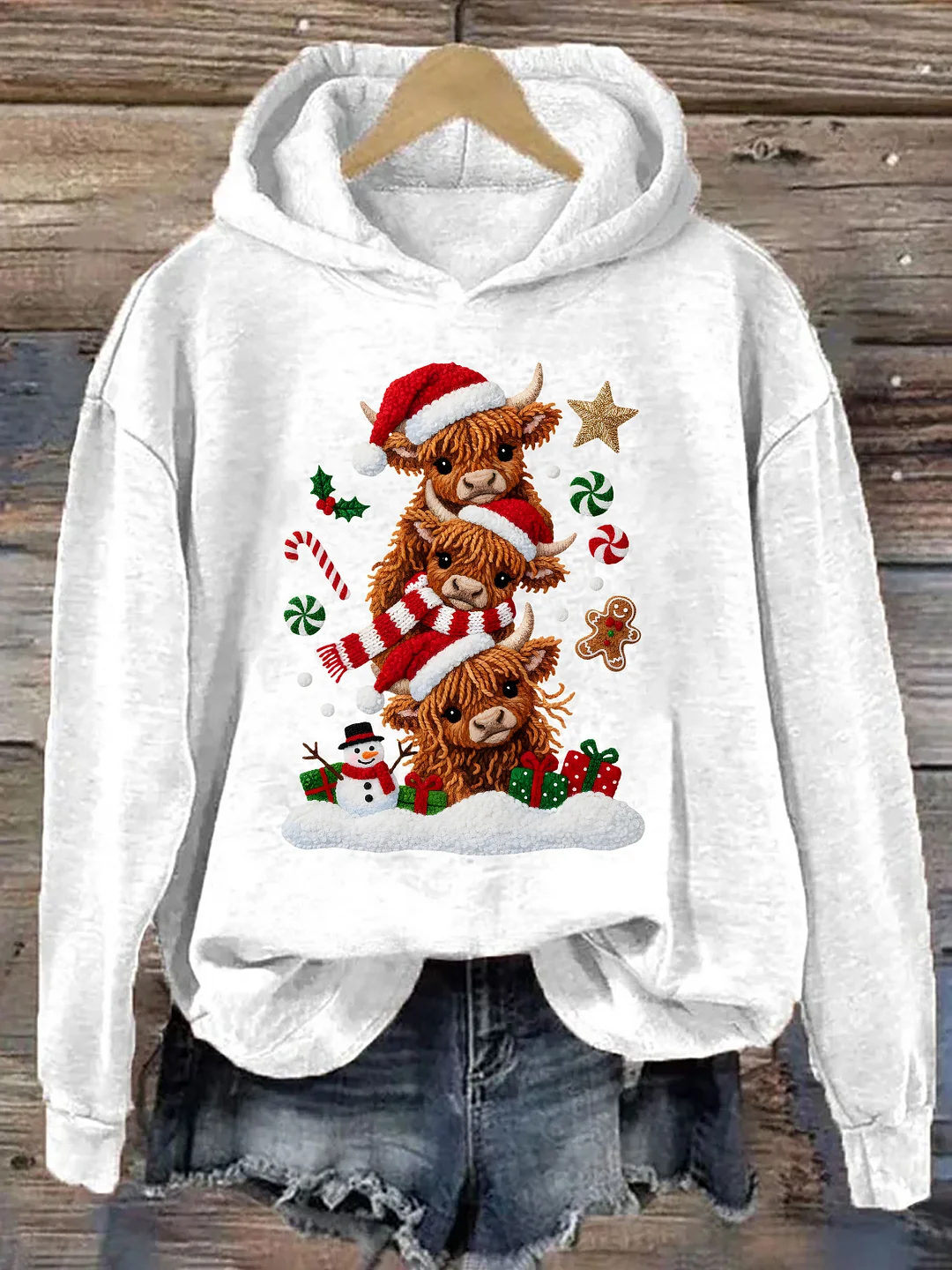 Highland Cow Christmas Hoodie