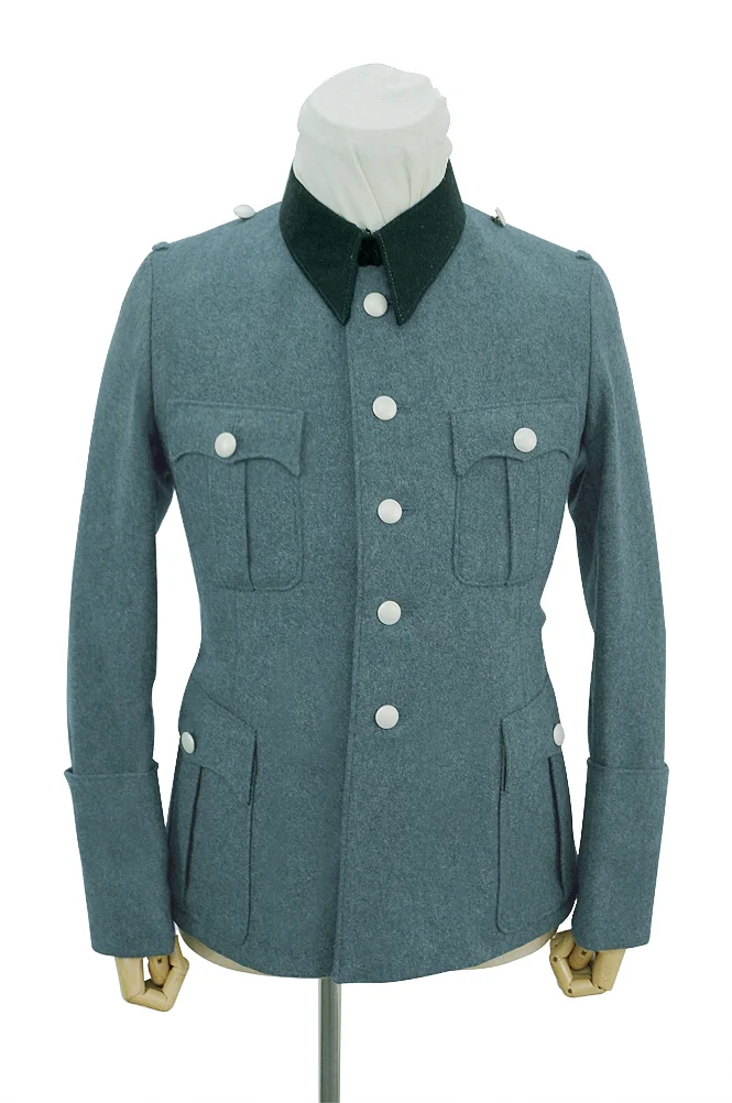   Polizei German General Officer Wool Service Tunic Jacket With Deep Green Collar 5 Buttons German-Uniform