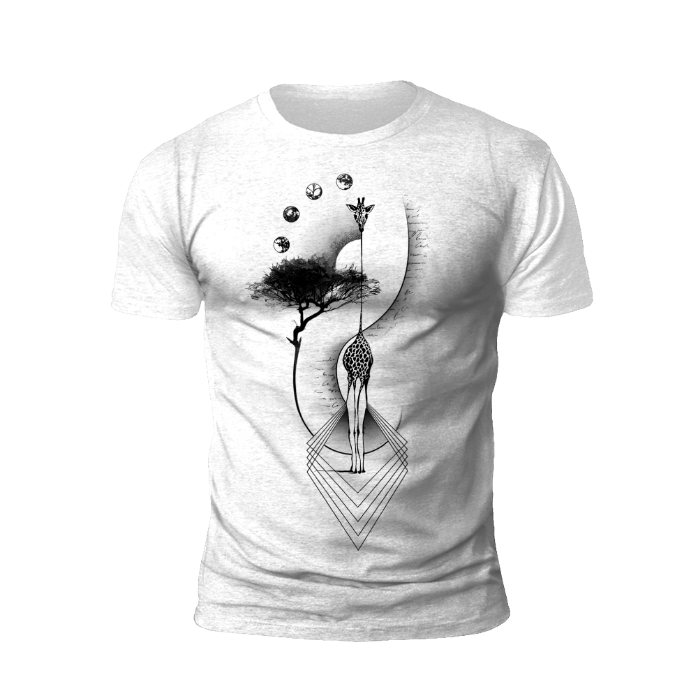 Nature's Geometry: Giraffe and Tree T-Shirt