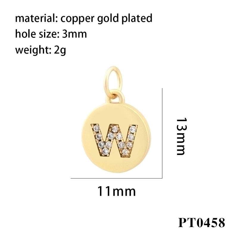 Minimalist Letter Copper Plating Inlay Zircon 18k Gold Plated Charms