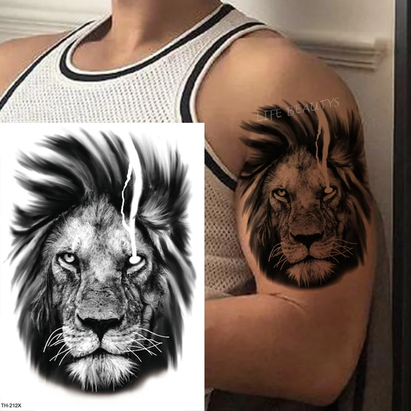 Sdrawing Tiger Cool Temporary Tattoo Sticker Fashion Wolf Waterproof Animal Body Art Arm Fake Removable Tatoo Men Women Personality