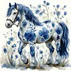 Blue Porcelain Horse - 11CT Stamped Cross Stitch 40*40cm tapestrymarket