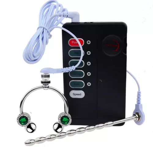 pornhint Pornhint Electric E-Stim Urethral Bead Dilator Expander Penis Stretcher Ring for Male Set New