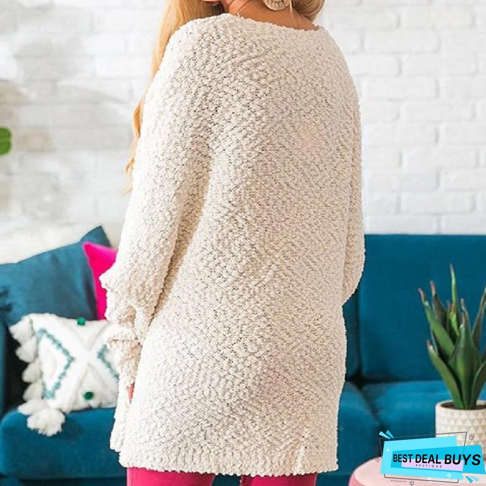 Casual Long Sleeve Pocket Sweater