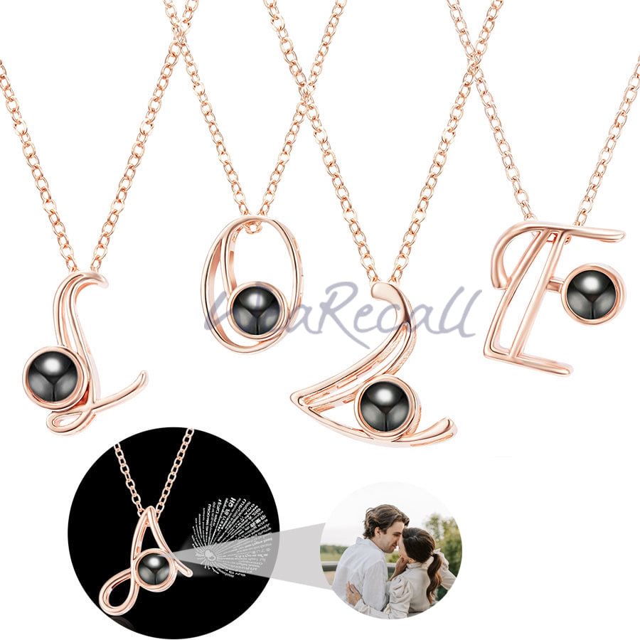 26 Letters Projector Picture Custom Personalized Photo Necklace wetirmss