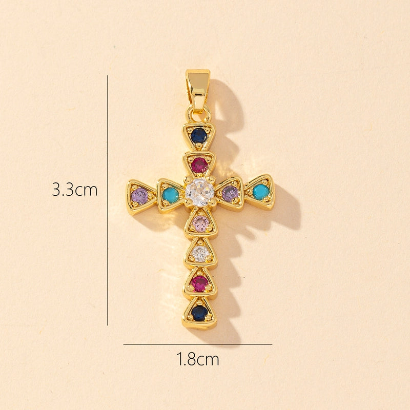 1 Piece Copper Zircon Printing Pendant