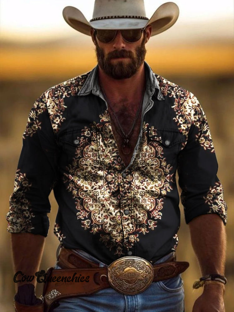 Men’s Vintage Printed Casual Tops Multicolor / S