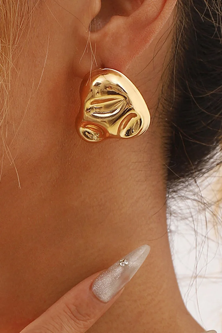 Irregular Shaped Metallic Sheen Textured Stud Earrings