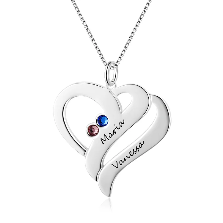 Collier 2 Prénom Personnalisé cœur