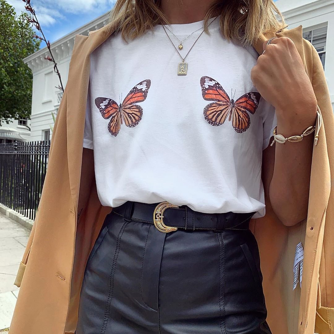 Vintage Butterfly Printed Short-sleeved T-shirts