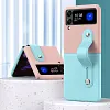 Fashion Colorblock Wristband Holder Phone Case For Samsung Galaxy Z Flip 3 5G