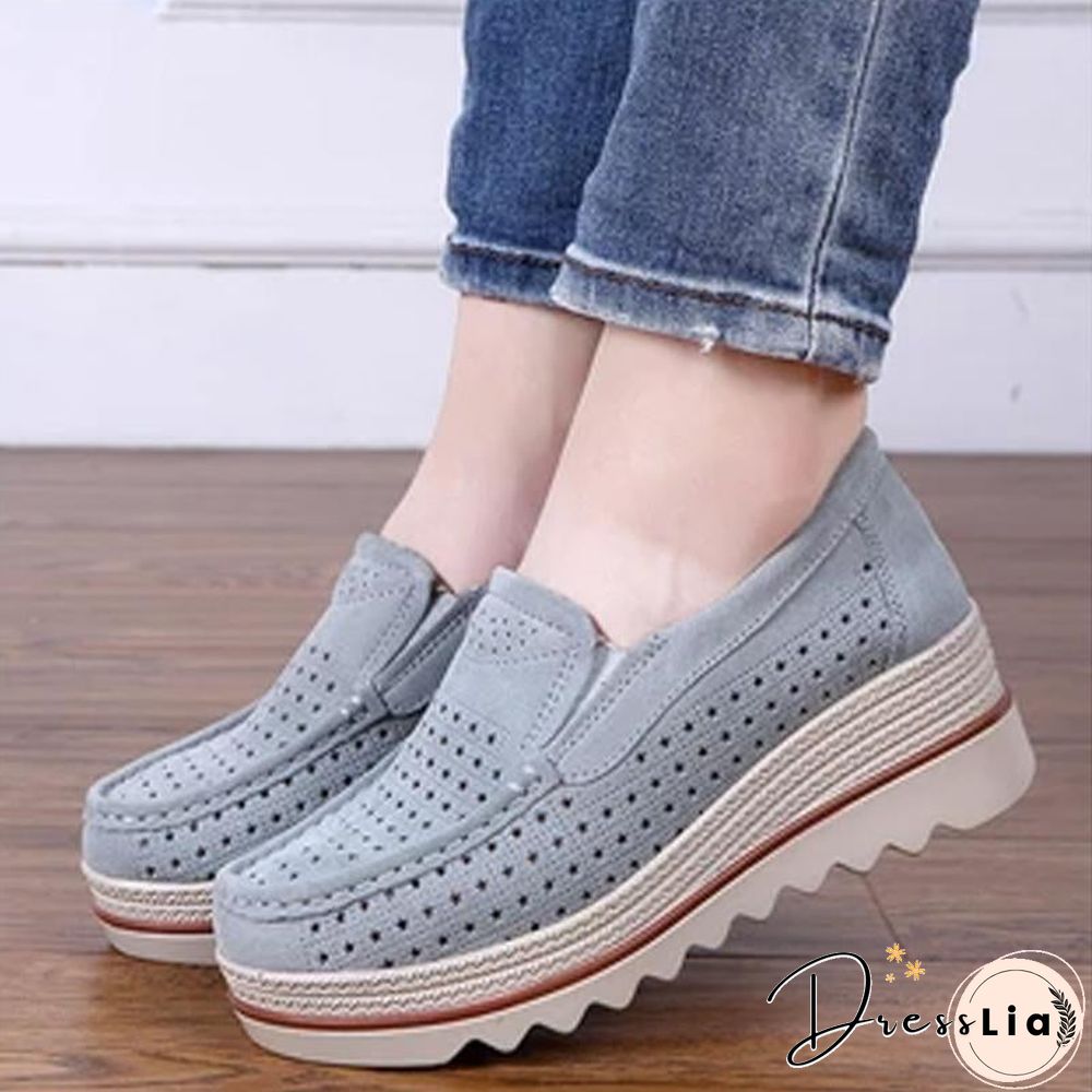 Women Shoes Platform Sneakers Slip on Flats Loafers Moccasins Hollow Out Casual Shoes