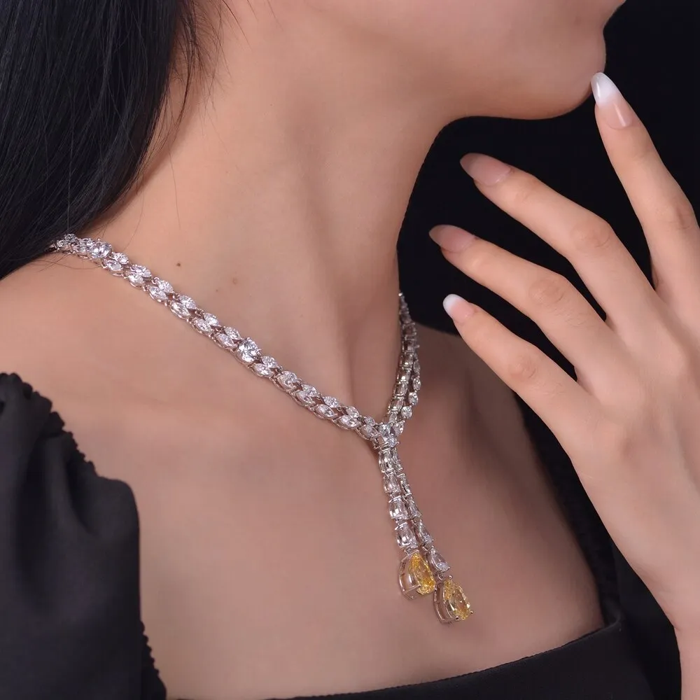 100% 925 Sterling Silver 9*13 MM Pear Cut Created Moissanite Gemstone Fashion Pendant Necklace For Women Fine Jewelry