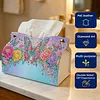 (24cm)Purple Rainbow Butterfly 24cm DIY Diamond Painting Rhinestones Decorative Tissue Box Reusable Crystal Mosaic PU Tissue Holder for Home Car Desk Decoration Craft