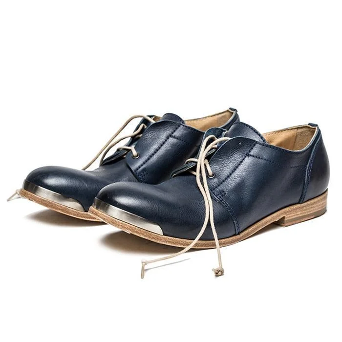 Trendy color leather retro lace-up shoes | EGEMISS