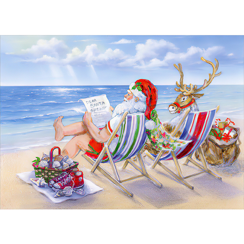 

Santa at the Beach - Round Drill Diamond Painting - 40*30CM, 501 Original