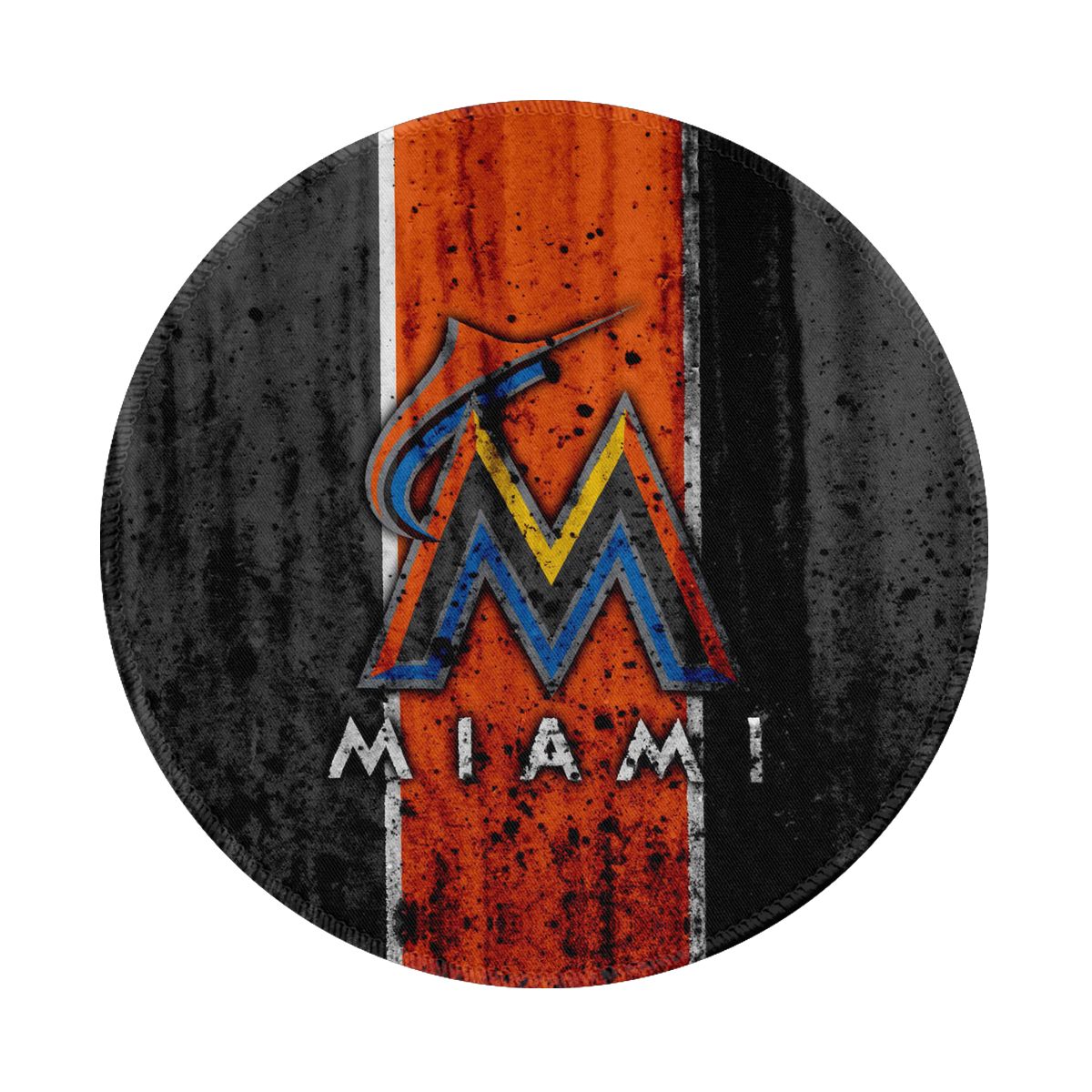 Miami Marlins Stone Texture Round Non-Slip Thick Rubber Modern Gaming Mousepad