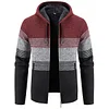 💥2025 New Arrivals!Men's Sweater Striped Contrast Color Knitted Sweater Cardigan Jacket Hoodie Sports Casual Hiking Jacket Zipper Sportswear Autumn And Winter Plus Velvet Thick Warm
