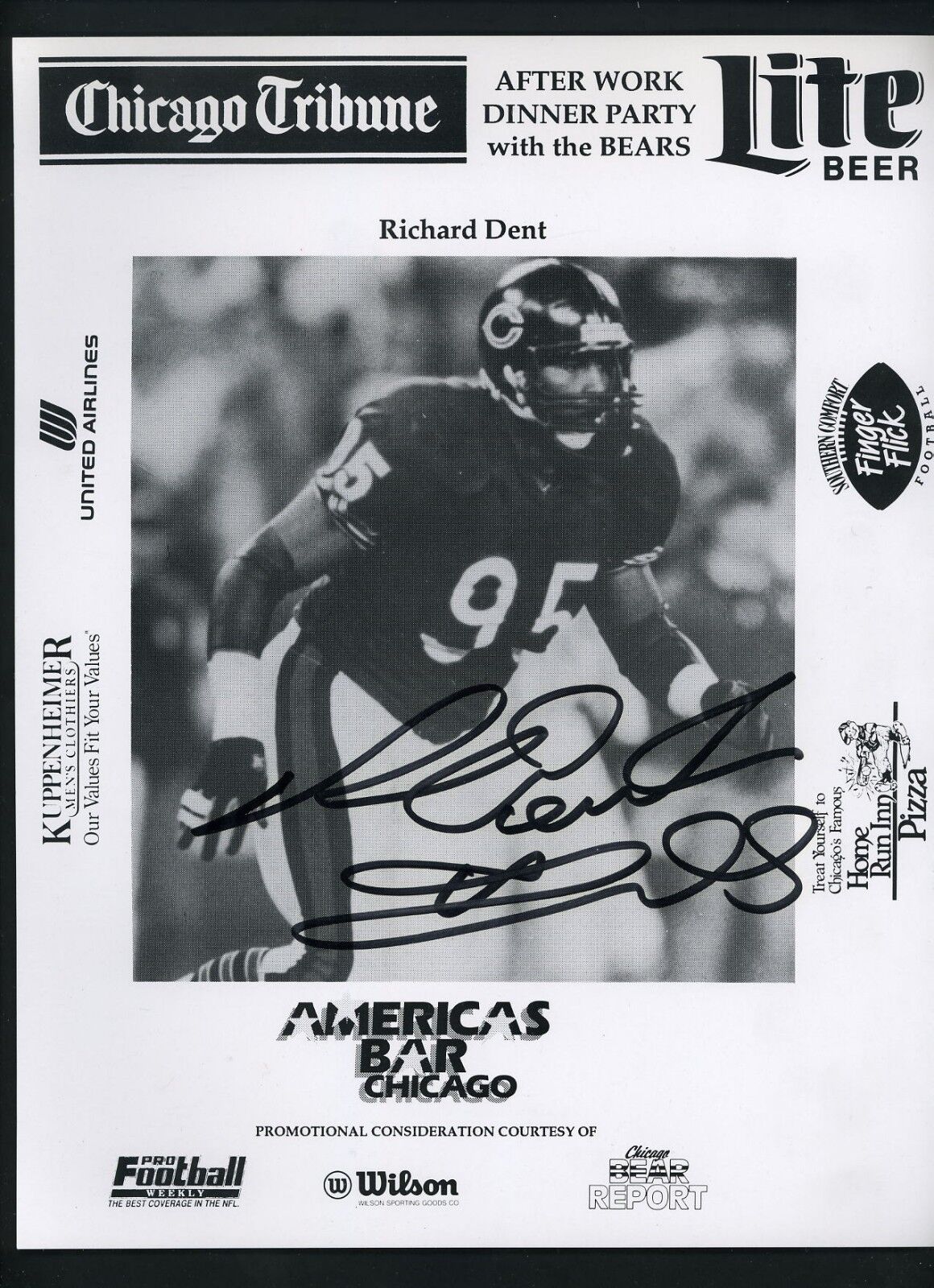 Richard Dent Signed Autographed 8 1/2 x 11 Photo Poster painting Chicago Bears