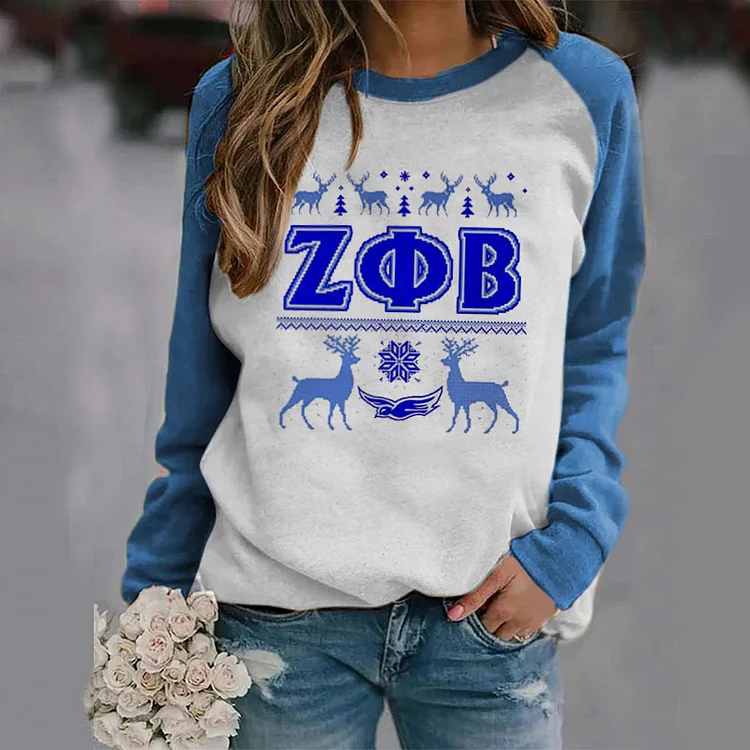 ΖΦΒ christmas paneled long-sleeve sweatshirt