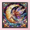 Colorful Butterfly Fairy And Moon-11CT Stamped Cross Stitch 45*45cm(glass painting cross stitch)