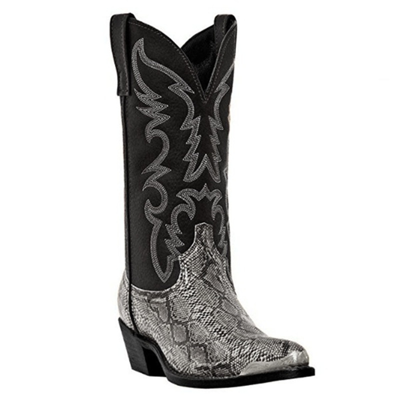 Natural Python Embroidery Round Toe Exotic Boots