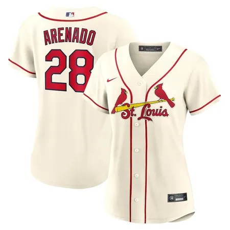 Women's St. Louis Cardinals #28 Nolan Arenado  Cream Alternate Replica Player Jersey