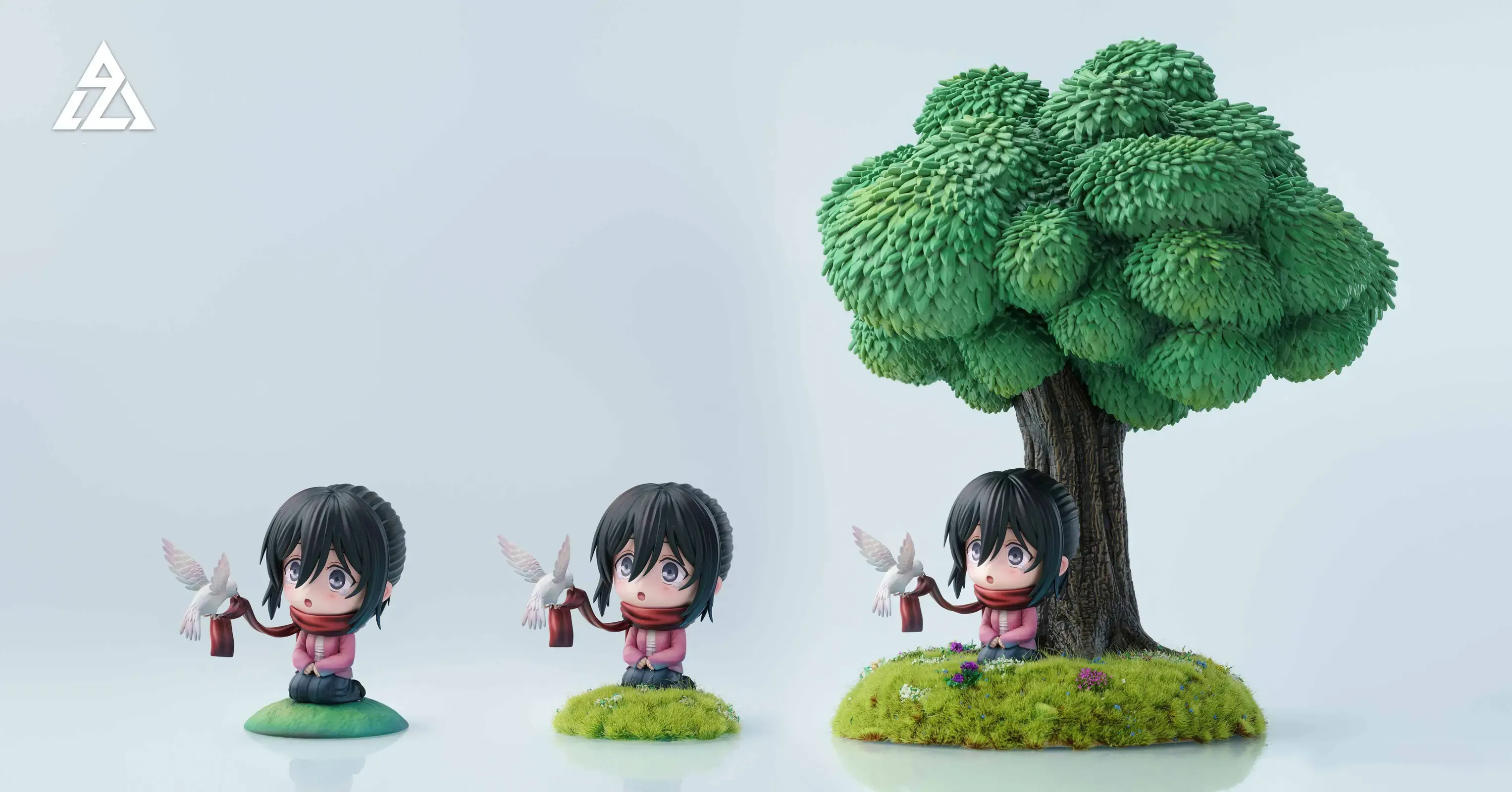 Chibi Ver. Mikasa Ackerman under the Tree - Attack On Titan Statue - AZ ...