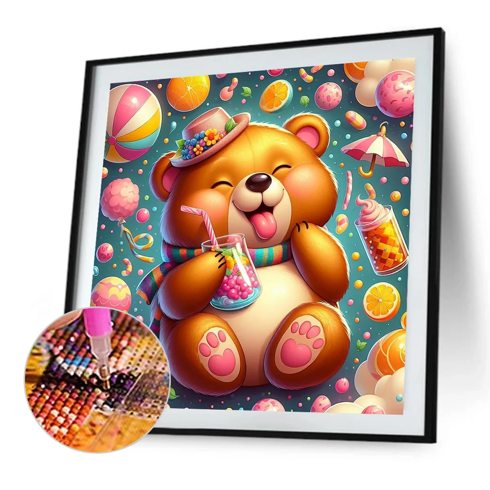 Diamond Painting - Full Round Drill - Happy Bear(Canvas|40*40cm)