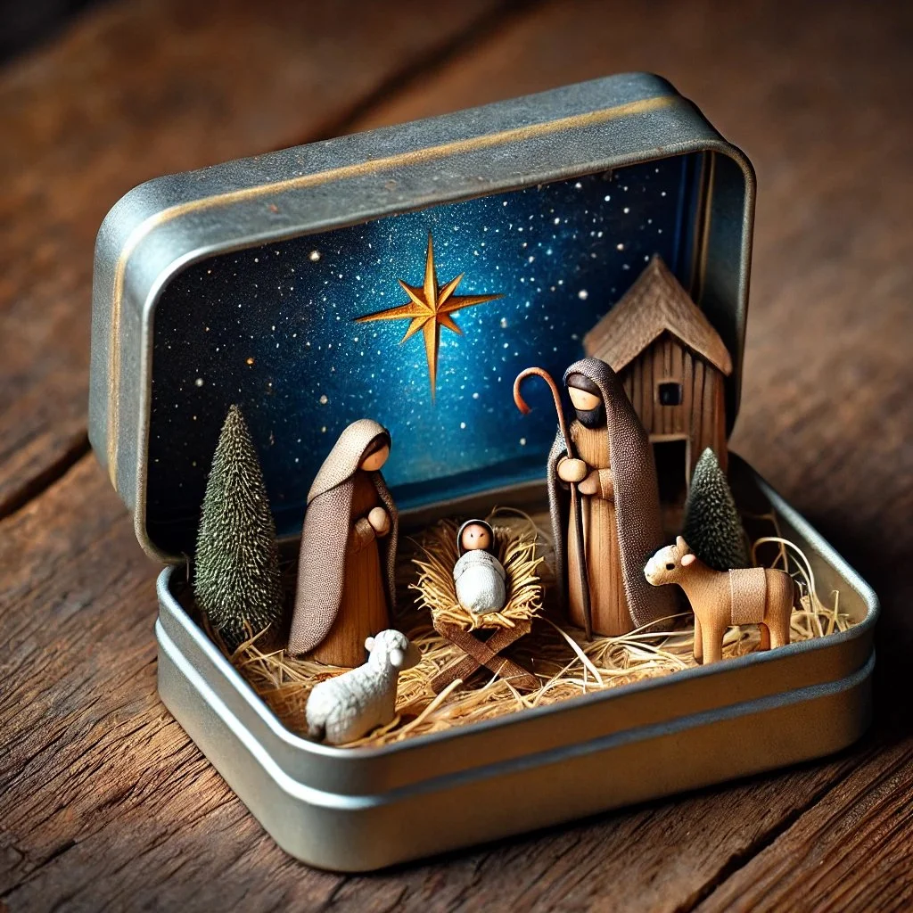 Tin Box For Miniature Nativity Scene