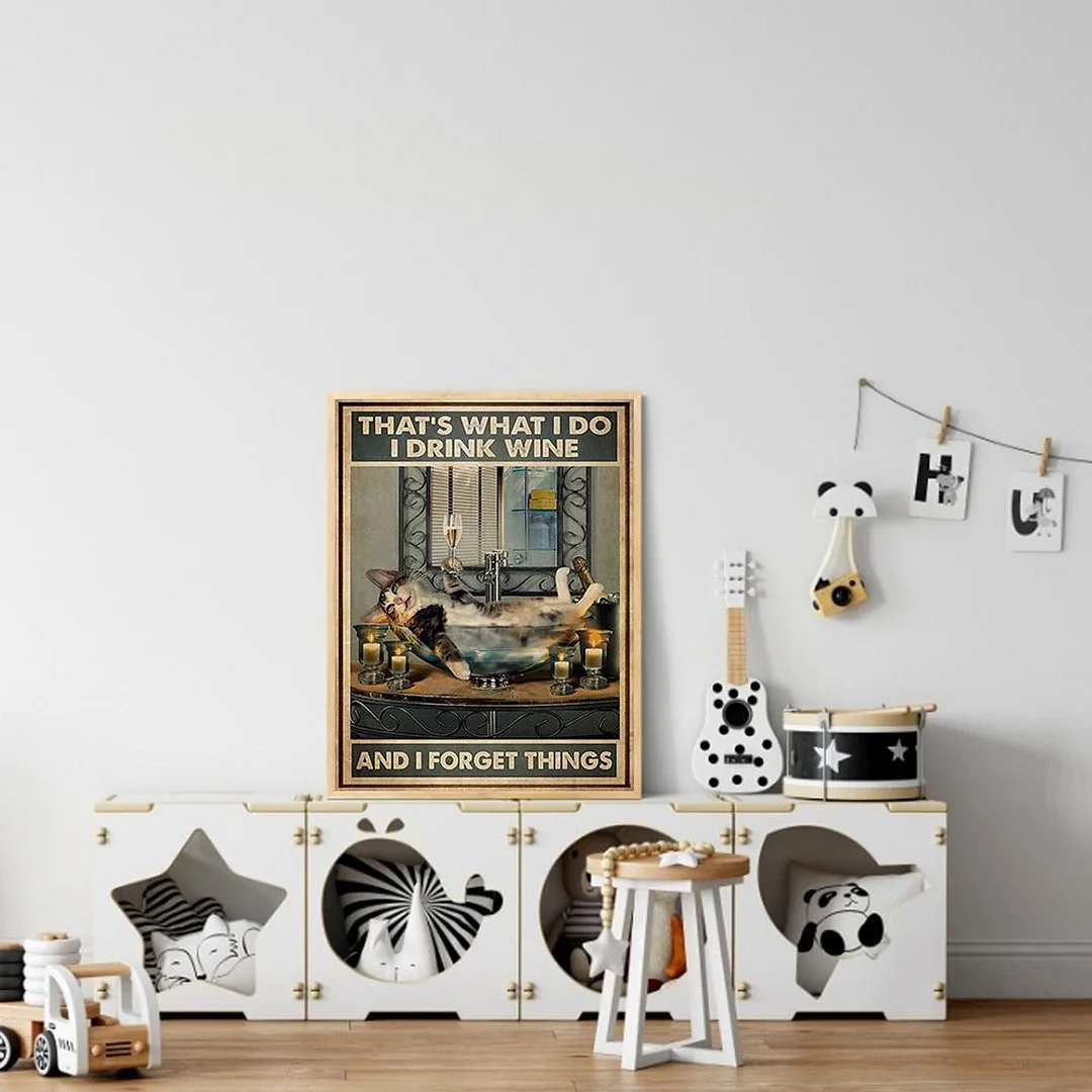 11CT Full Cross Stitch Bathing Cat Stamped DIY Embroidery Animal (40x60cm)