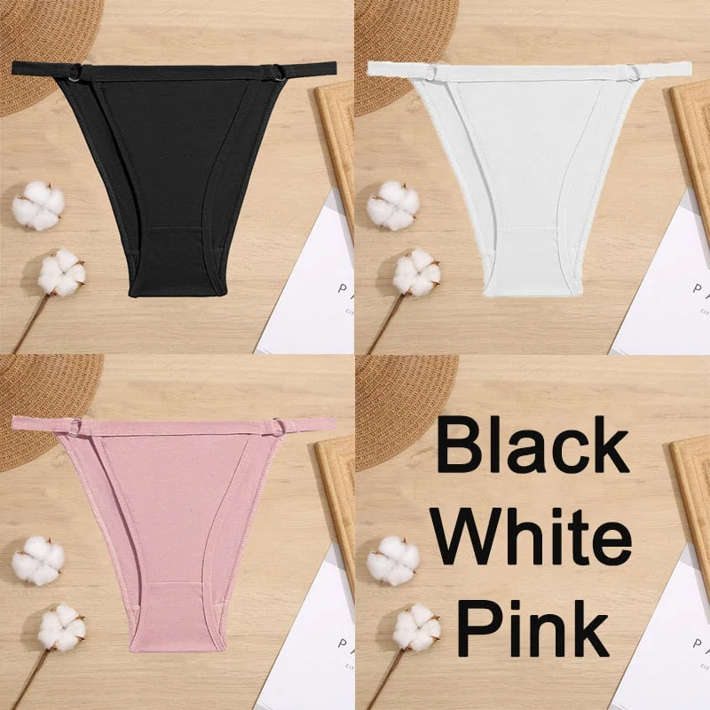 3PCS/Set Cotton Panties Underwear Bikini Style Women's Lingerie Sexy Panties Female Underpants Design Waist Band Briefs Pantys