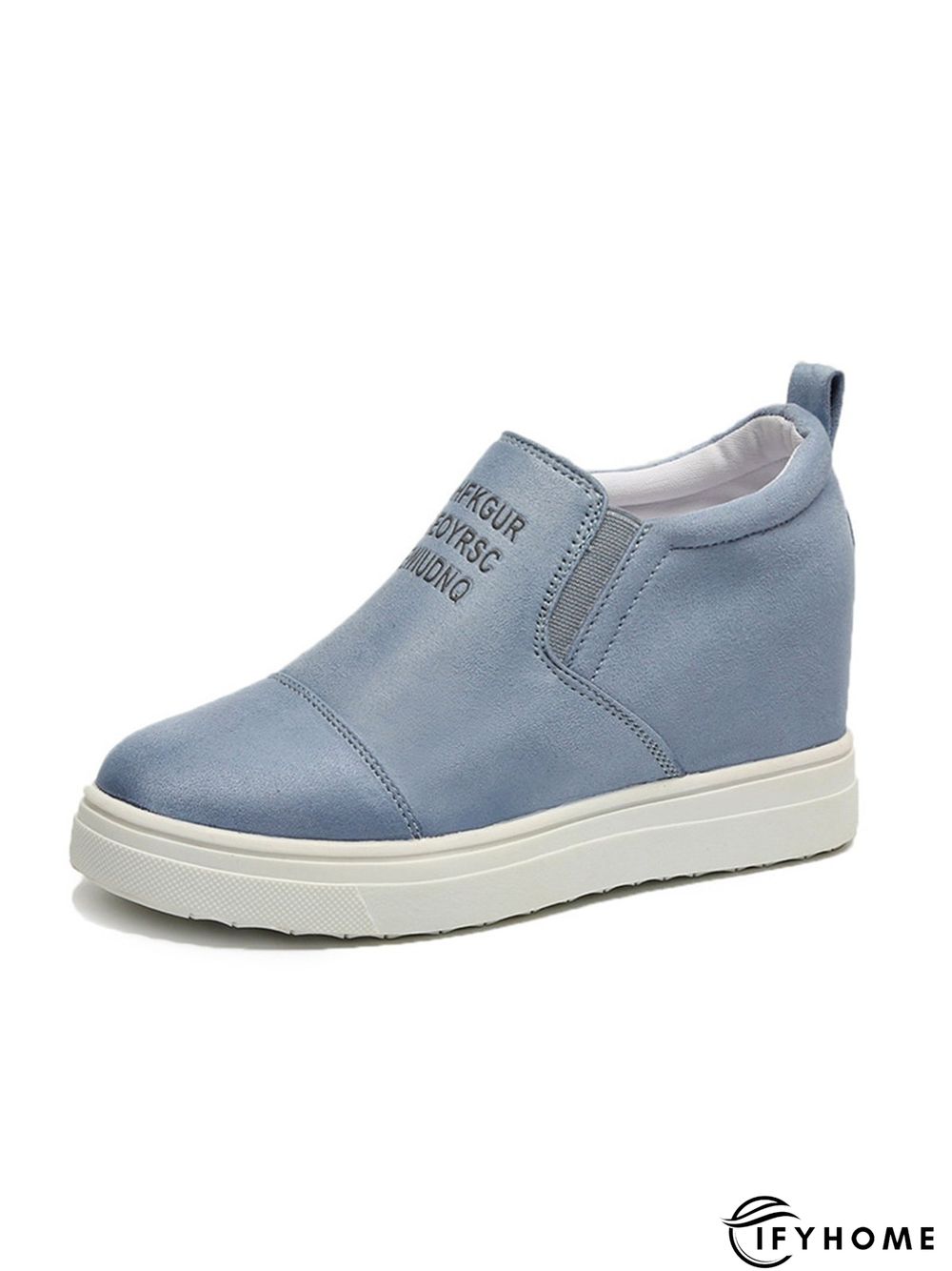 Letter Stitching Inner Heightening Round Toe Wedges | IFYHOME