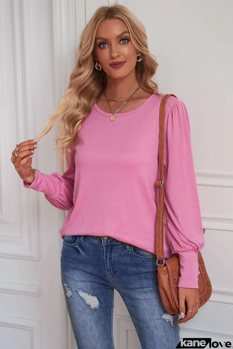 Round Neck Puff Sleeve T-Shirt