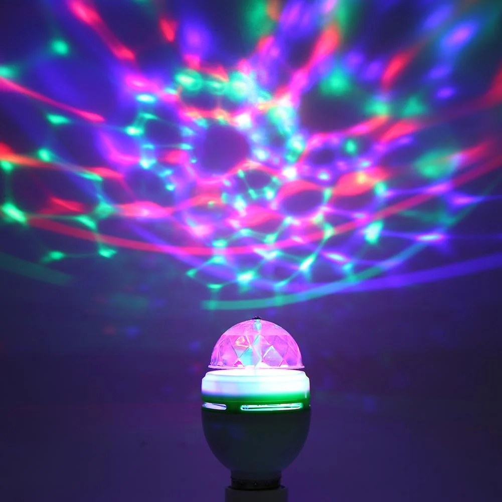E27 RGB LED Bulb 3W Rotating Crystal Magic Ball Stage Party DJ Disco Light