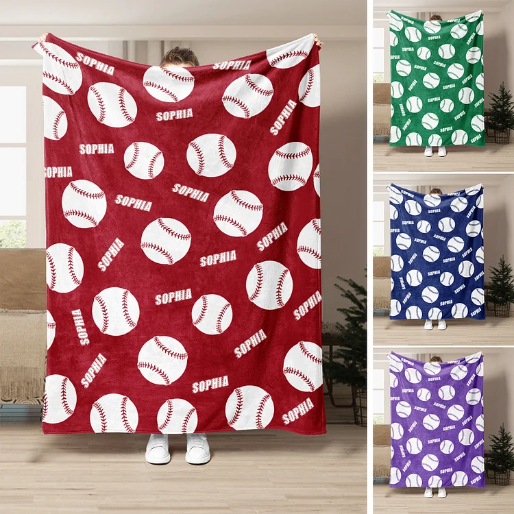Personalized Baseball Blanket, Softball Blanket, Custom Name Soft Cozy Blanket | BKKid461