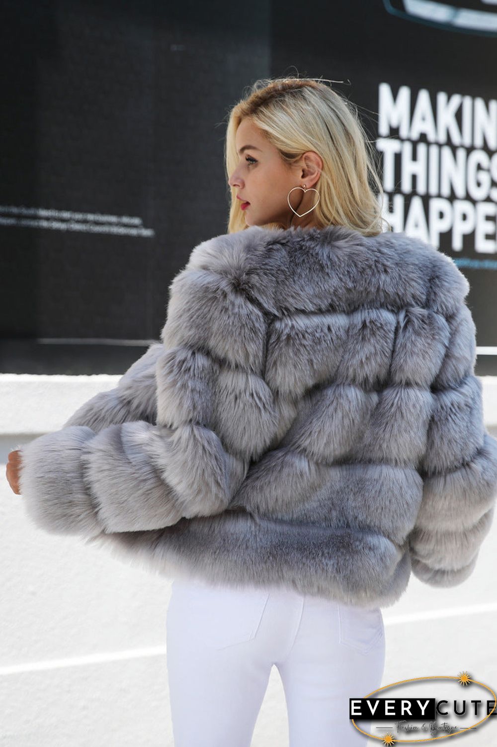 Open Front Fleece Oversize Fuzzy Coat