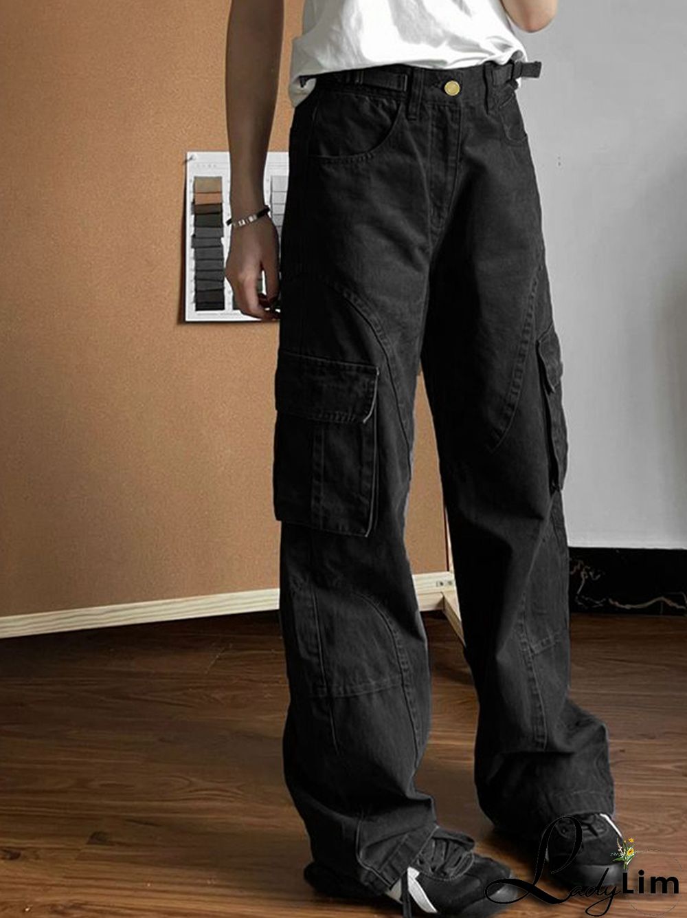 Sanhoostudio Vintage Multi-Pocket Cargo Denim Pants