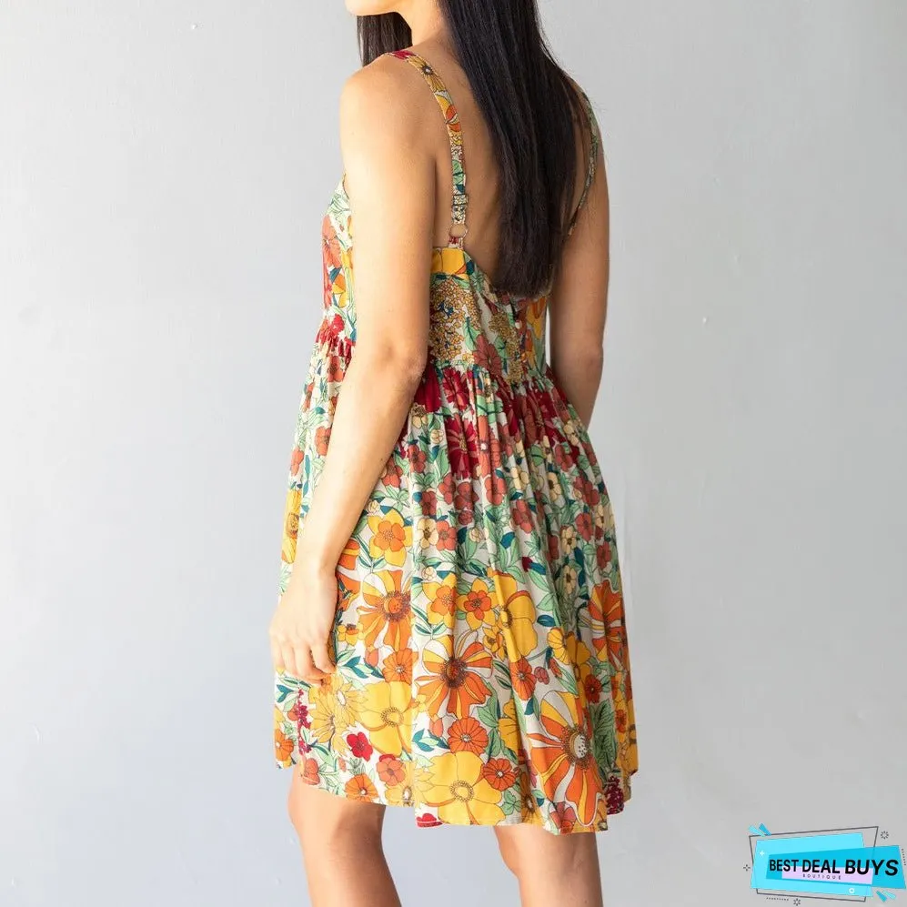 Summer Super Hot New Strap Strap Holiday Printed Long Dress