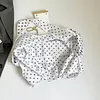 Polka Dot Nylon Storage Shoulder Bag with Key Ring Expandable Keychain Tote Bag Large Capacity Stylish Foldable Tote Handbag for Shopping Travel Commute