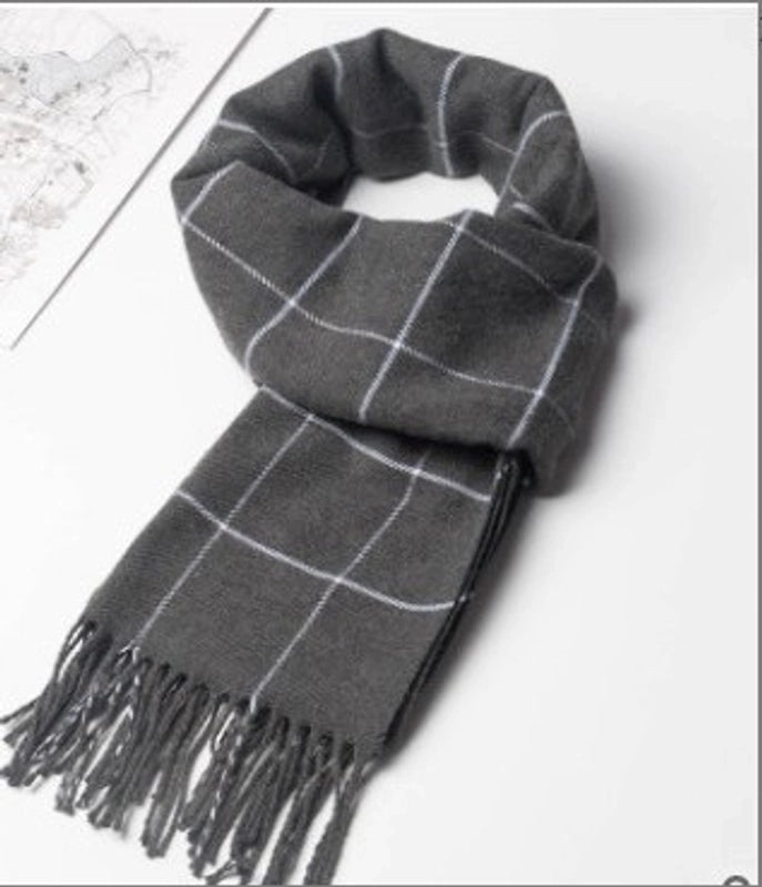 Autumn And Winter New Men’s Scarf Warm Korean Style British Plaid Cashmere Versatile Classic Men’s And Women’s Student Scarf