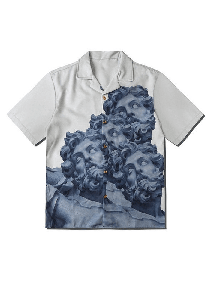 Aonga - Men's Poseidon Print Short Sleeve Shirt
