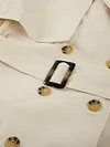 Simple Lapel Collar Buttoned Belted Loose Solid Color Trench Coat