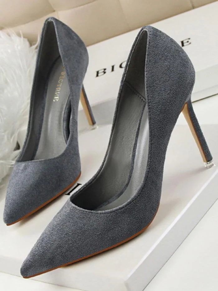 Fashion stiletto high heel shallow pointy suede sexy shoes
