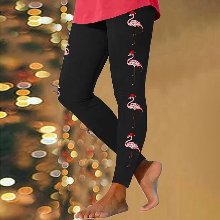 VChics Women's Christmas Flamingo Print Leggings
