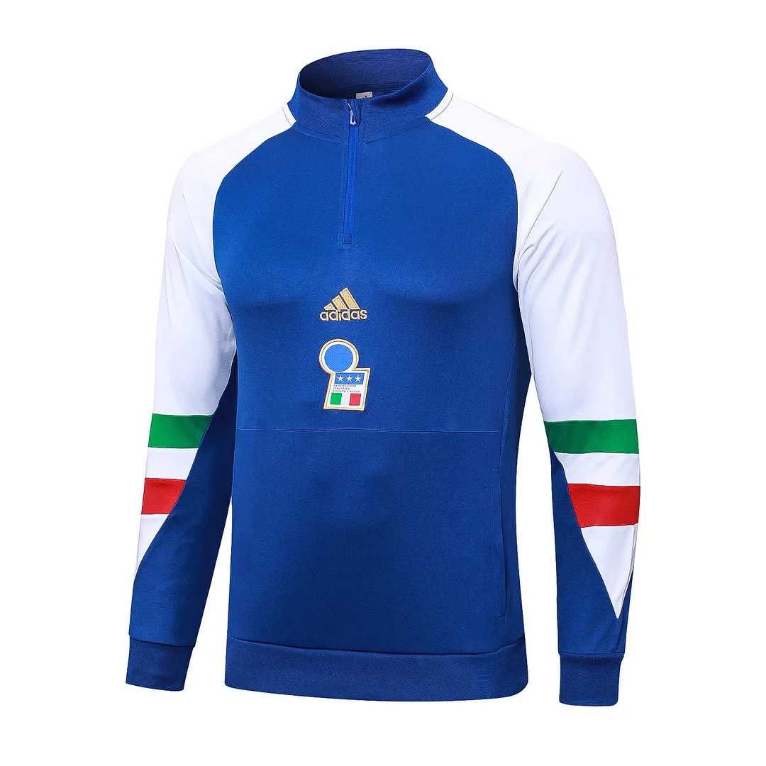 2023/2024 Italy Half-Pull Training Suit Blue Soccer Shirt