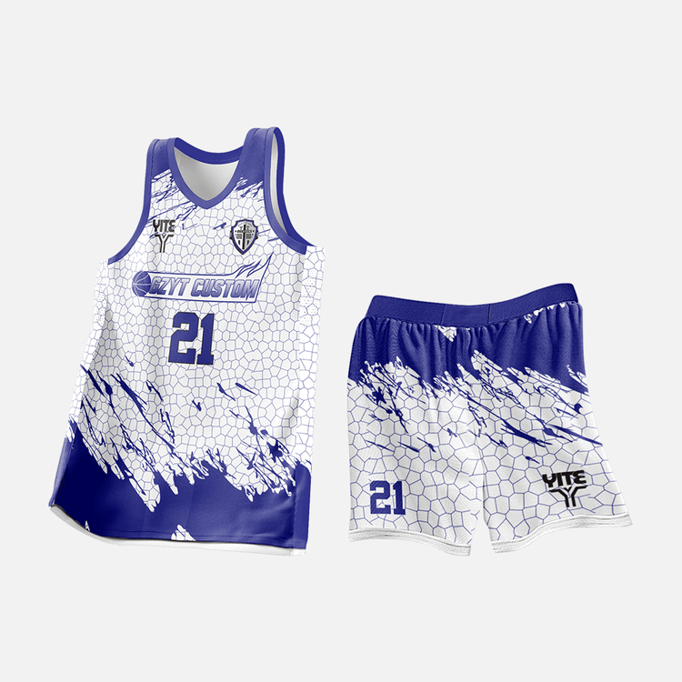 YITE | XL25-021- White And Blue Basketball Uniforms